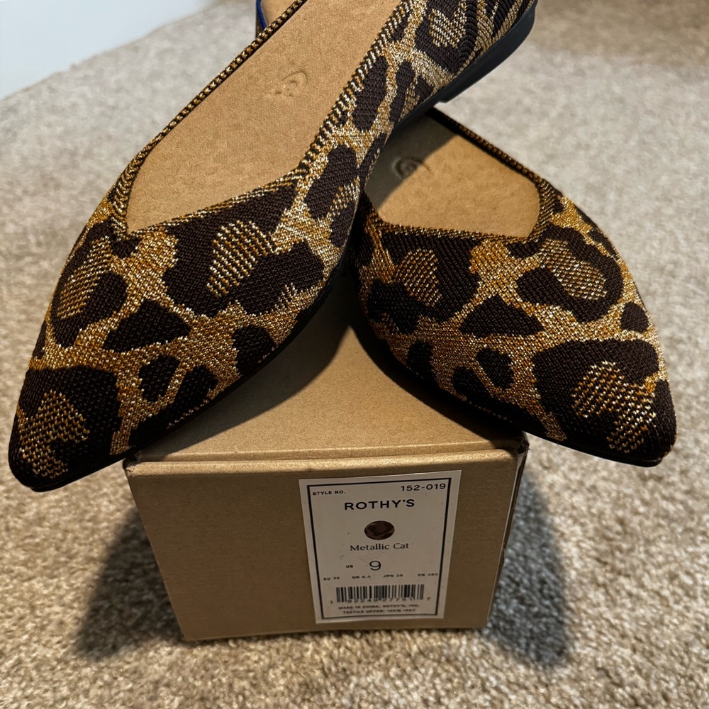 Rothy’s the Point II - SPARKLY CHEETAH PRINT (metallic cat official name) - NEW